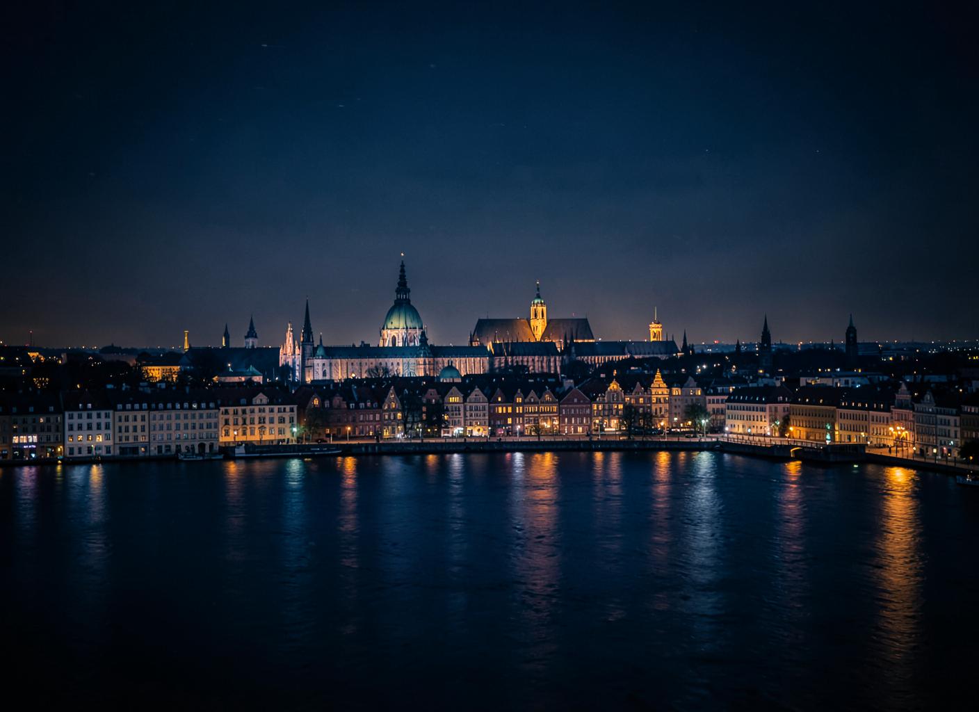 Dresden bei Nacht an der Elbe